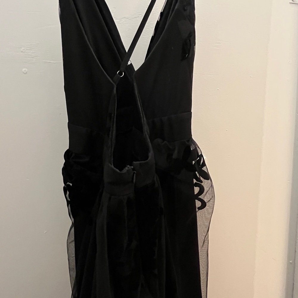 Luxxel Black Dress with Sheer Accents